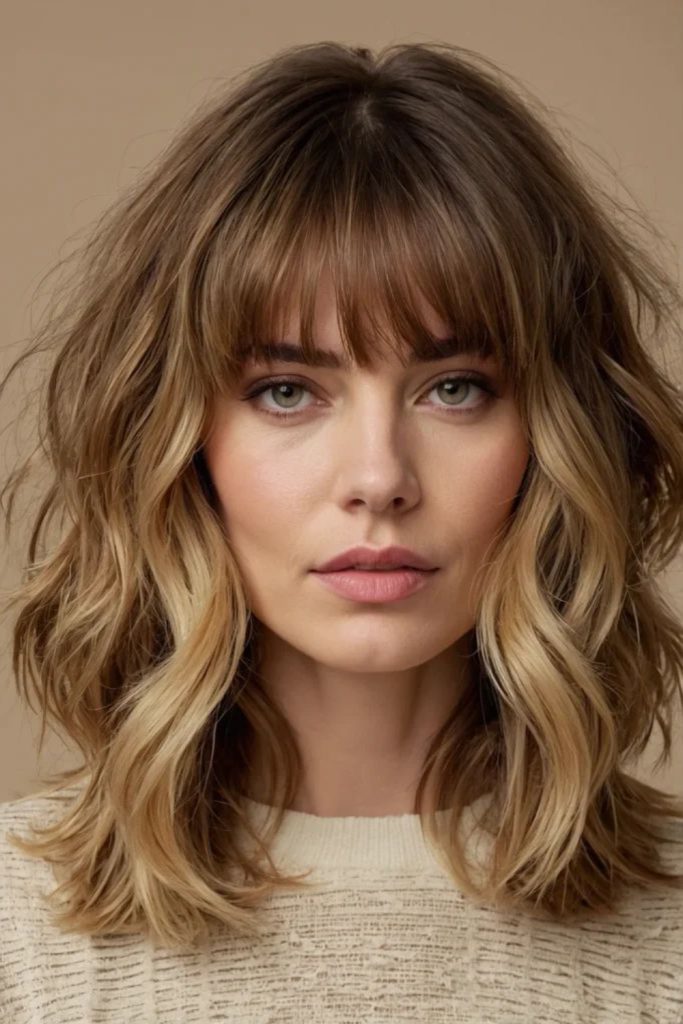 Textured Lob With Wispy Bangs