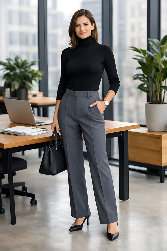 Turtleneck with Pleated Trousers