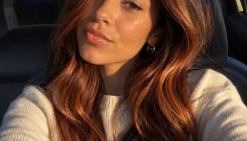 Fall hair color trends 2026, copper balayage color melt into espresso roots