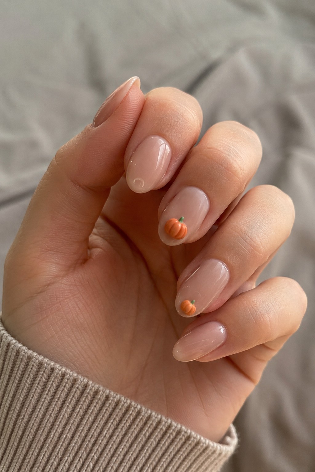 Tiny 3D Pumpkin Charms Halloween nail design 2026
