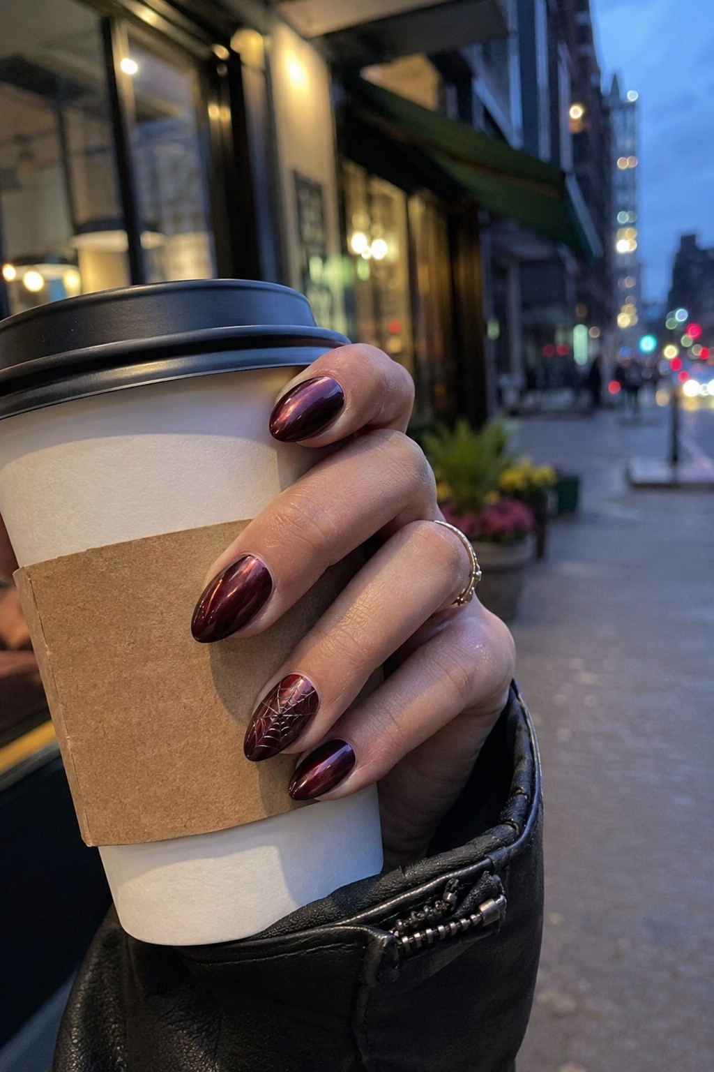 Cobweb French tip Halloween nails 2026