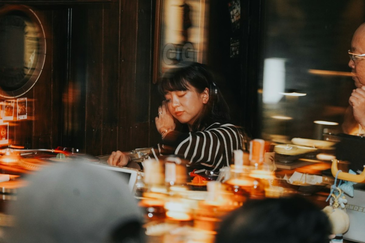 Woman sitting at a bar