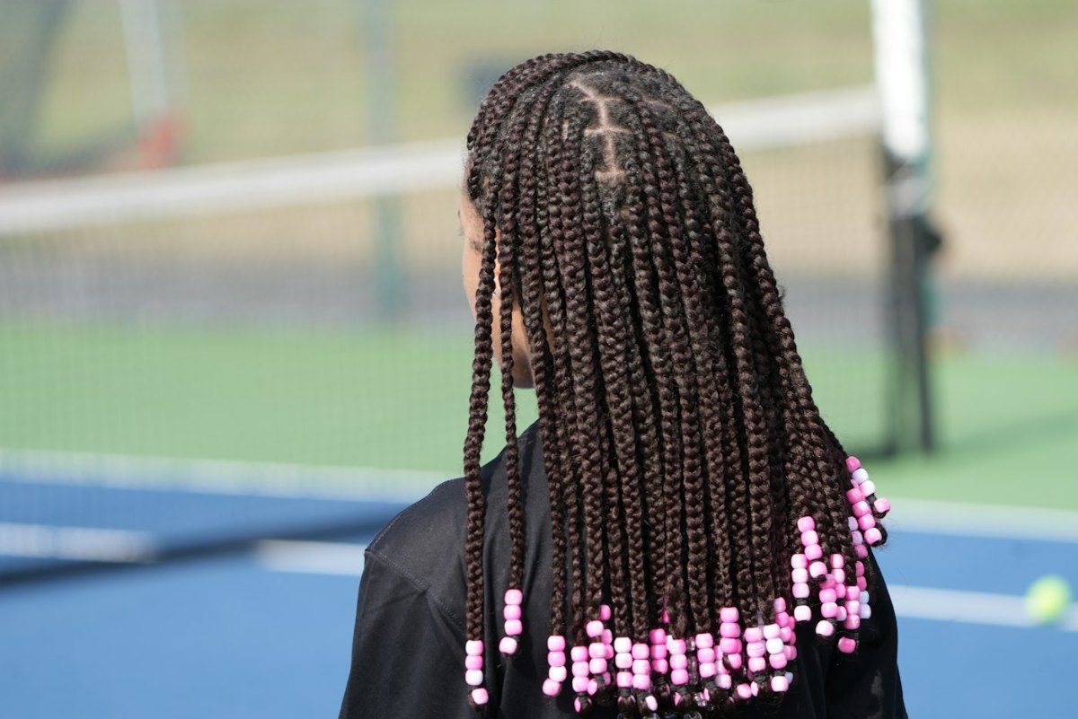Woman with long box braids