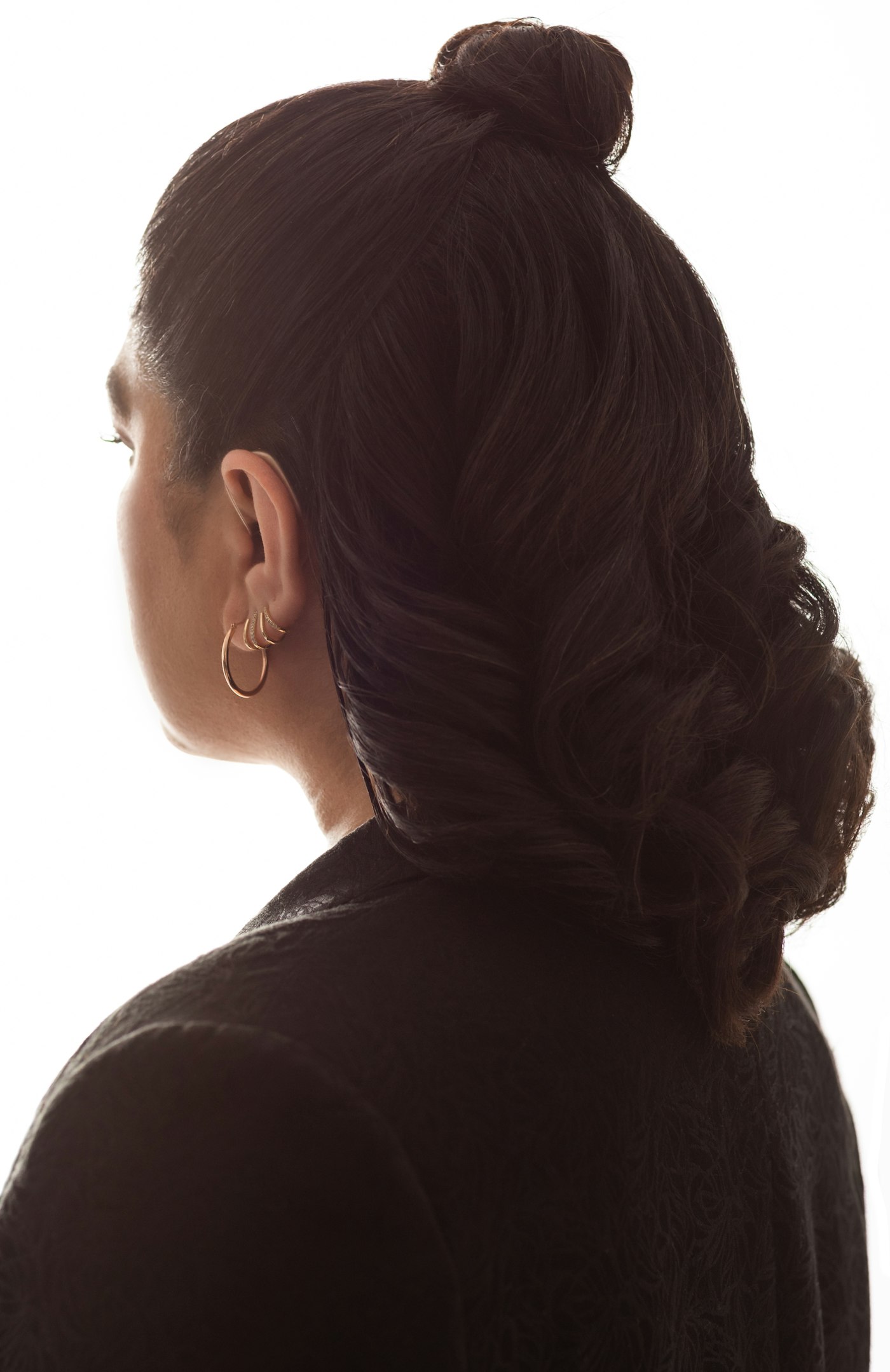 Woman with her hair in a bun