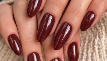 burgundy nails glossy deep long almond