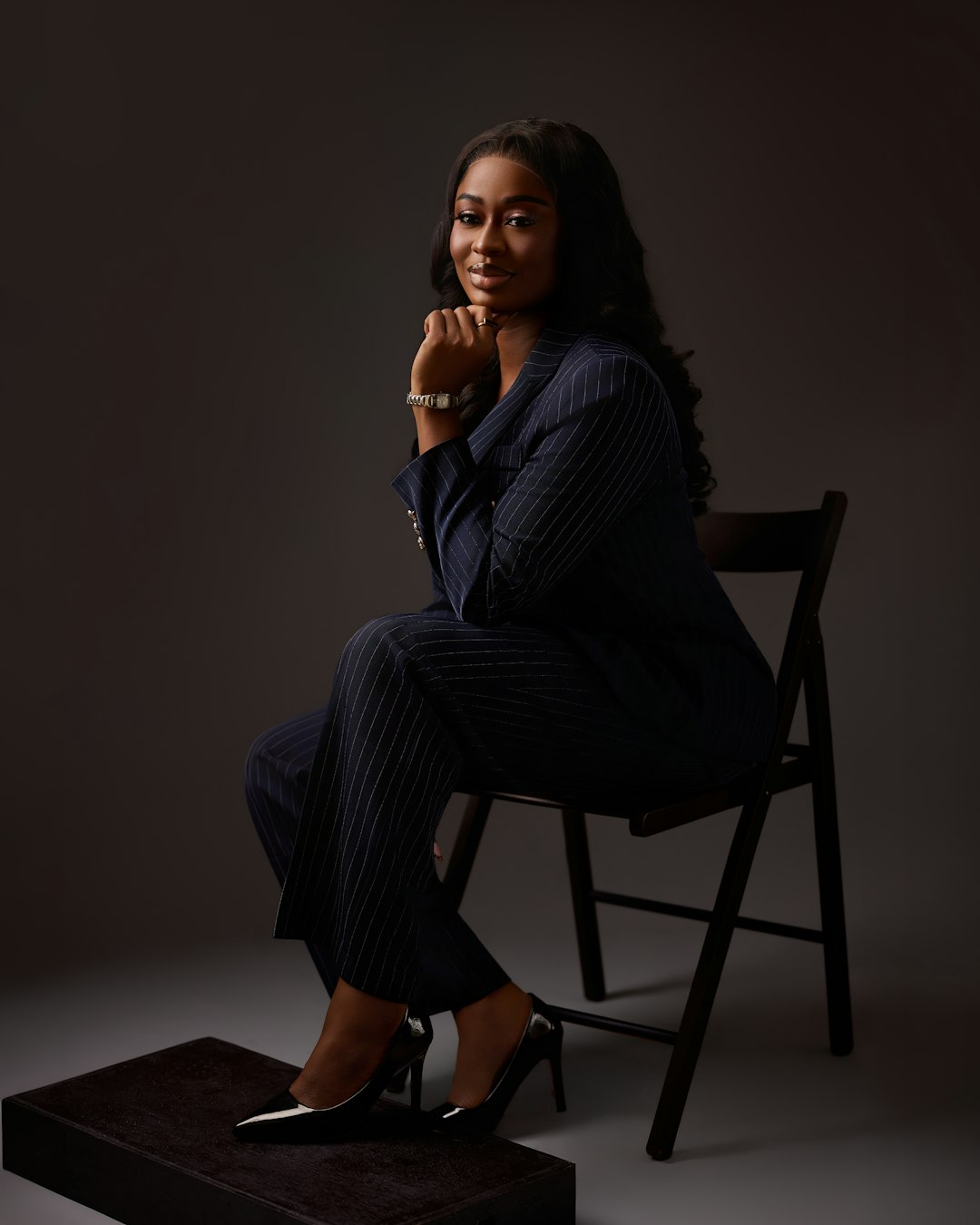 Professional woman in a dark suit