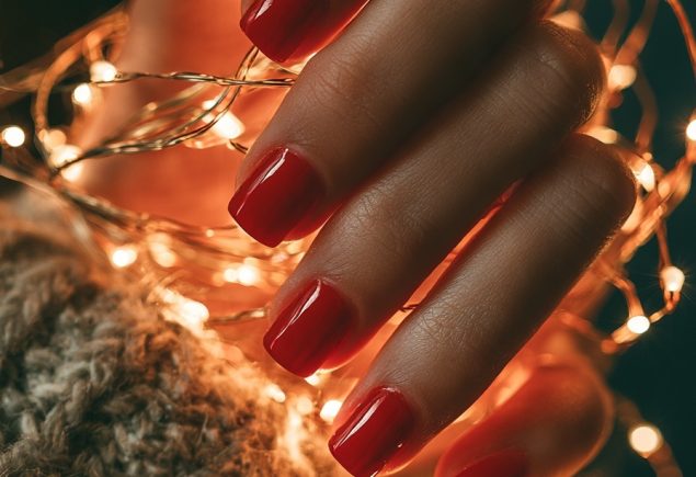 december nails classic red