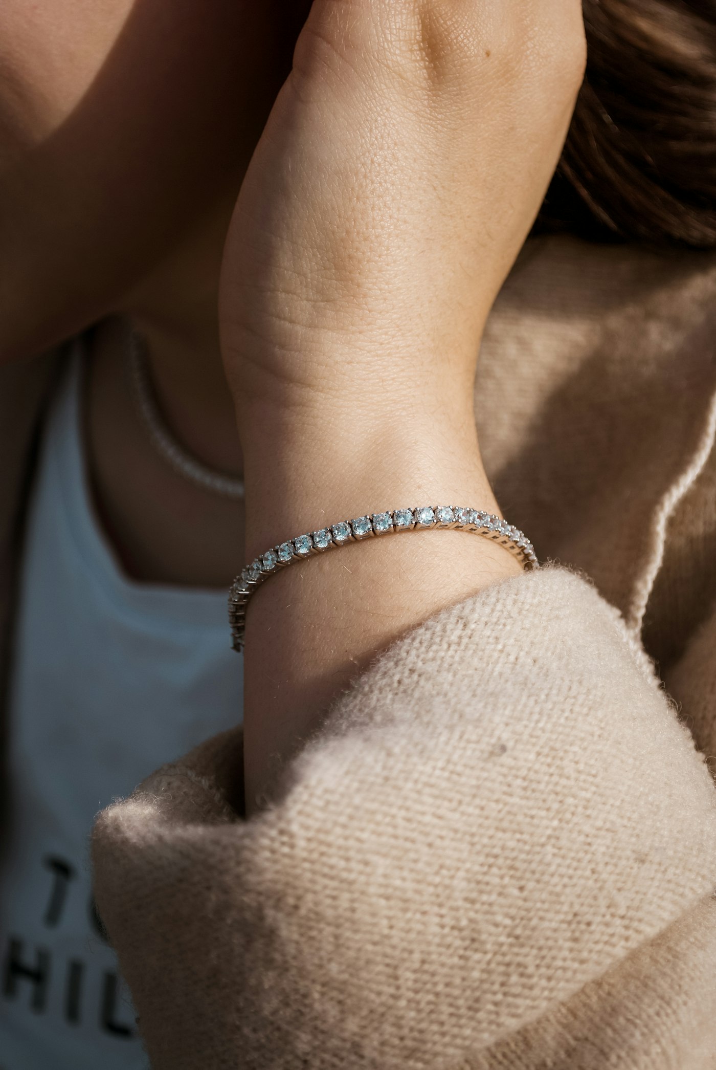 Diamond bracelet on a woman wrist