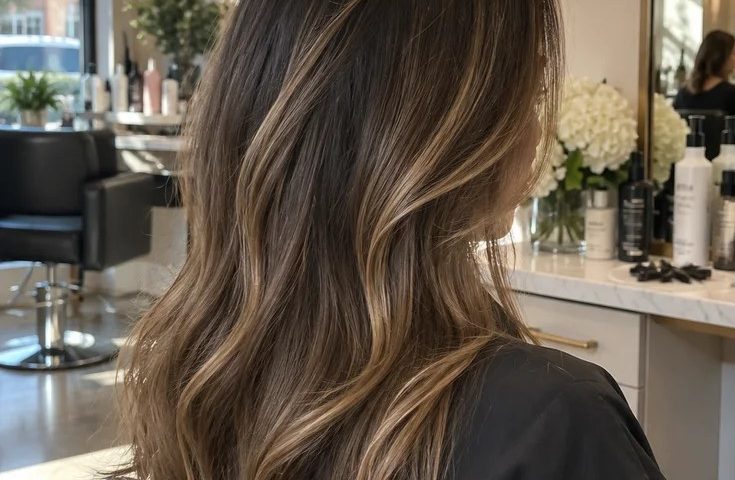 Balayage vs highlights poster comparing two hair color techniques