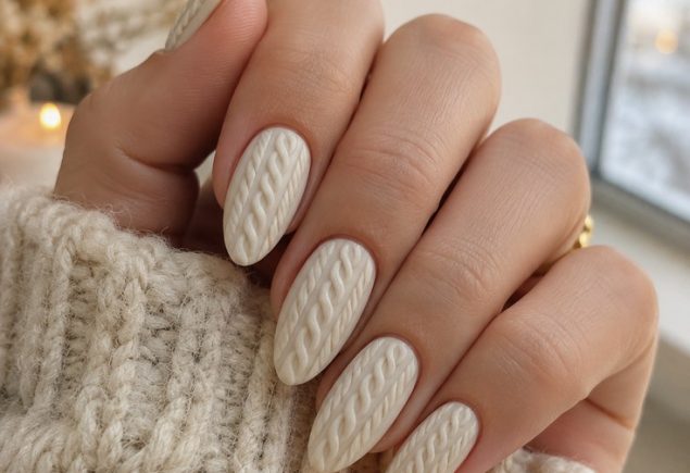Pinterest cover for cable knit sweater nails on Insiderlyfe