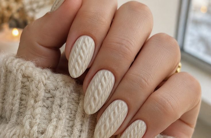 Pinterest cover for cable knit sweater nails on Insiderlyfe