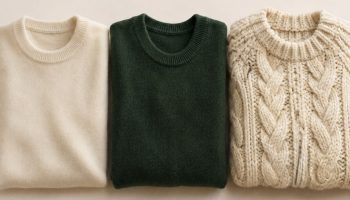 Cashmere vs Merino vs Wool Sweaters: side by side comparison poster