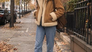 Pinterest cover for shearling jacket outfits on Insiderlyfe