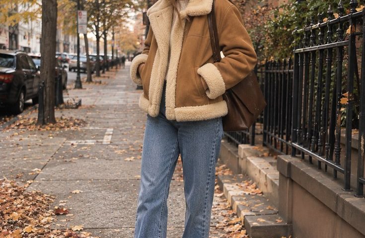 Pinterest cover for shearling jacket outfits on Insiderlyfe