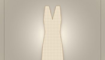 Illustrated graphic of Hailey Bieber’s vintage Cerruti cream knit dress with pale gold sandals