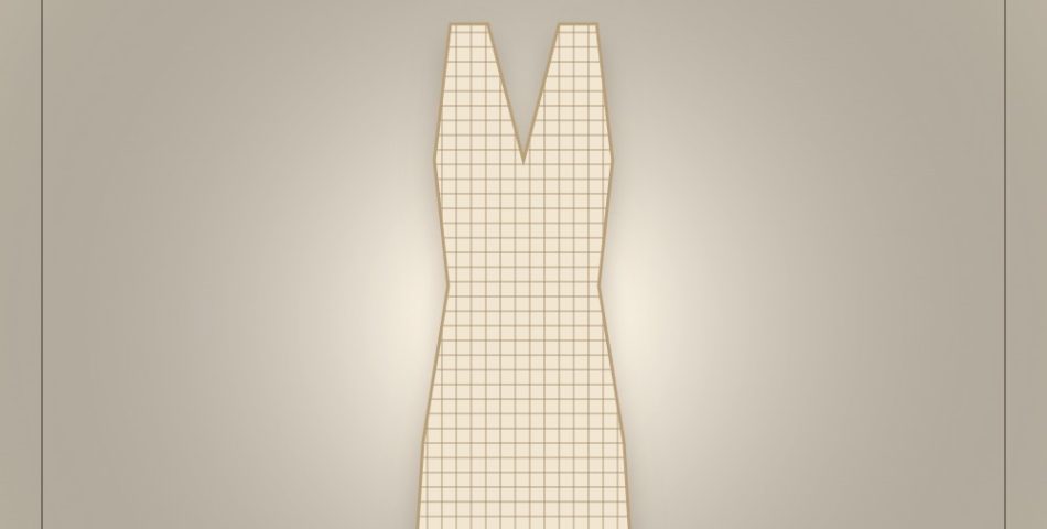 Illustrated graphic of Hailey Bieber’s vintage Cerruti cream knit dress with pale gold sandals