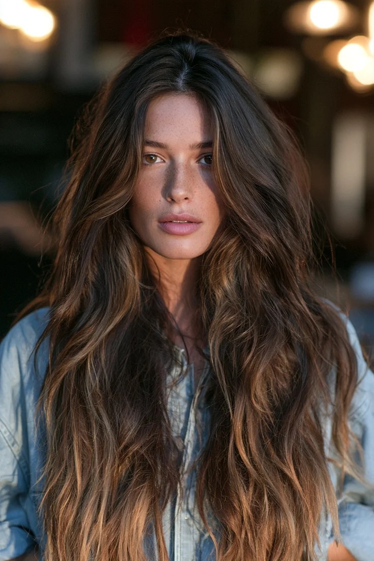 Classic sun-kissed balayage on brunette hair