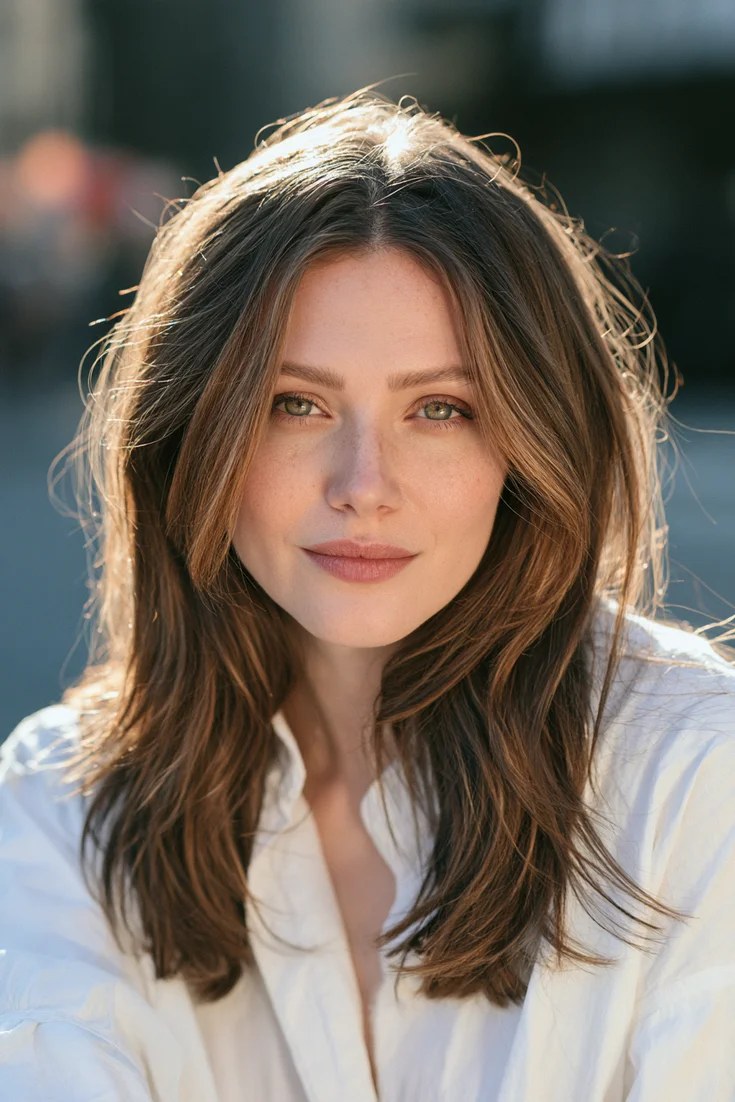 Partial half-head highlights on shoulder-length hair