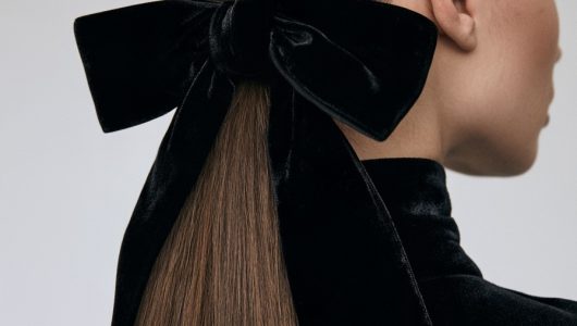 hair bow hairstyle low ponytail black velvet