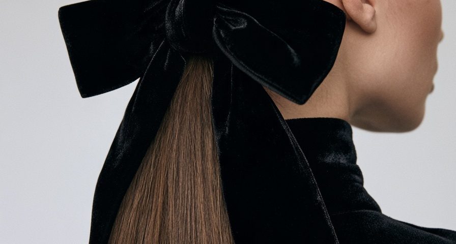 hair bow hairstyle low ponytail black velvet