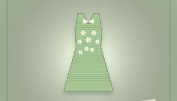 Illustrated graphic of Sabrina Carpenter’s soft green knit dress and white crochet headscarf