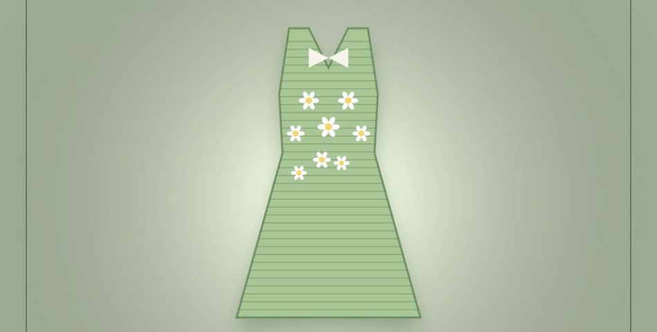 Illustrated graphic of Sabrina Carpenter’s soft green knit dress and white crochet headscarf