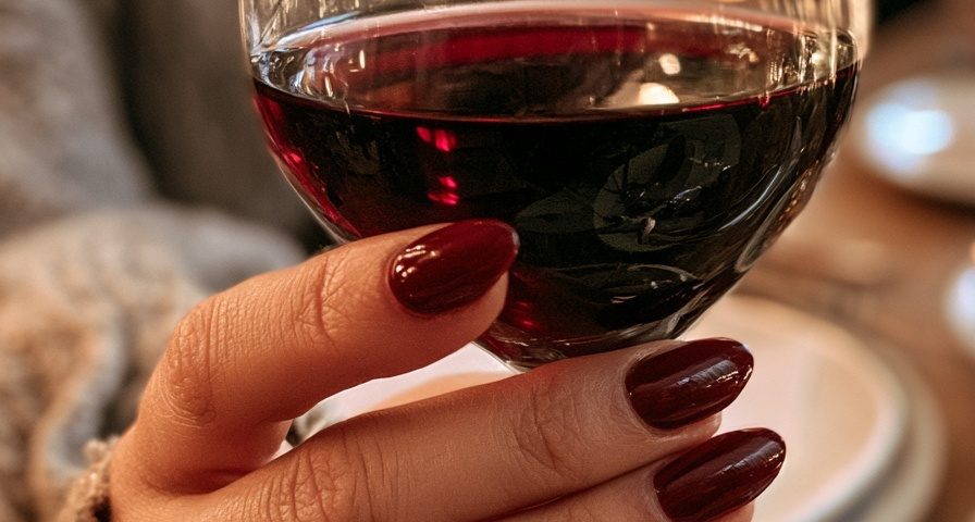 thanksgiving nails burgundy wine