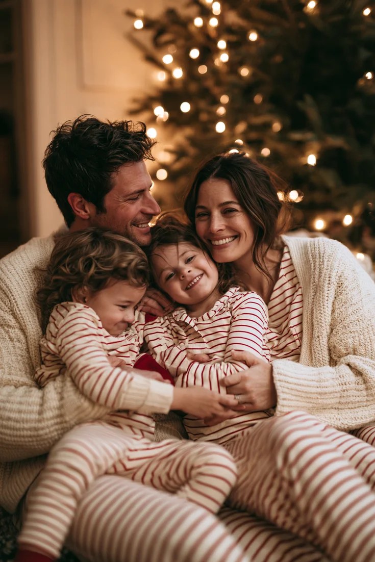 Matching Christmas pyjamas photo outfit
